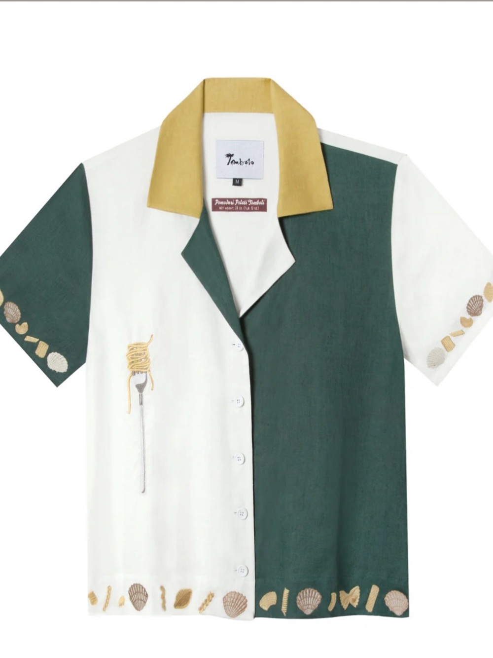 Tombolo Colorblock Casual Button-Down Shirt - Green / White / Mustard